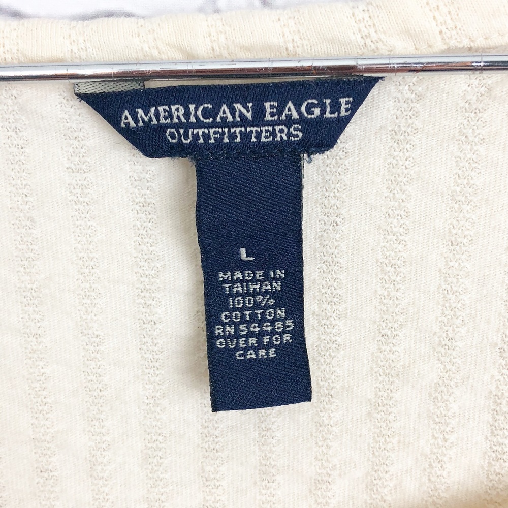 American Eagle | Cream Long Sleeve Blouse | L - Picture 6 of 6